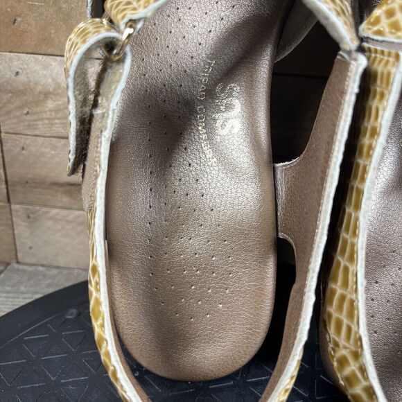 SAS Suntimer Gold Patent Leather Reptile Slingback Sandals Women's Size 8.5 M - Picture 6 of 10